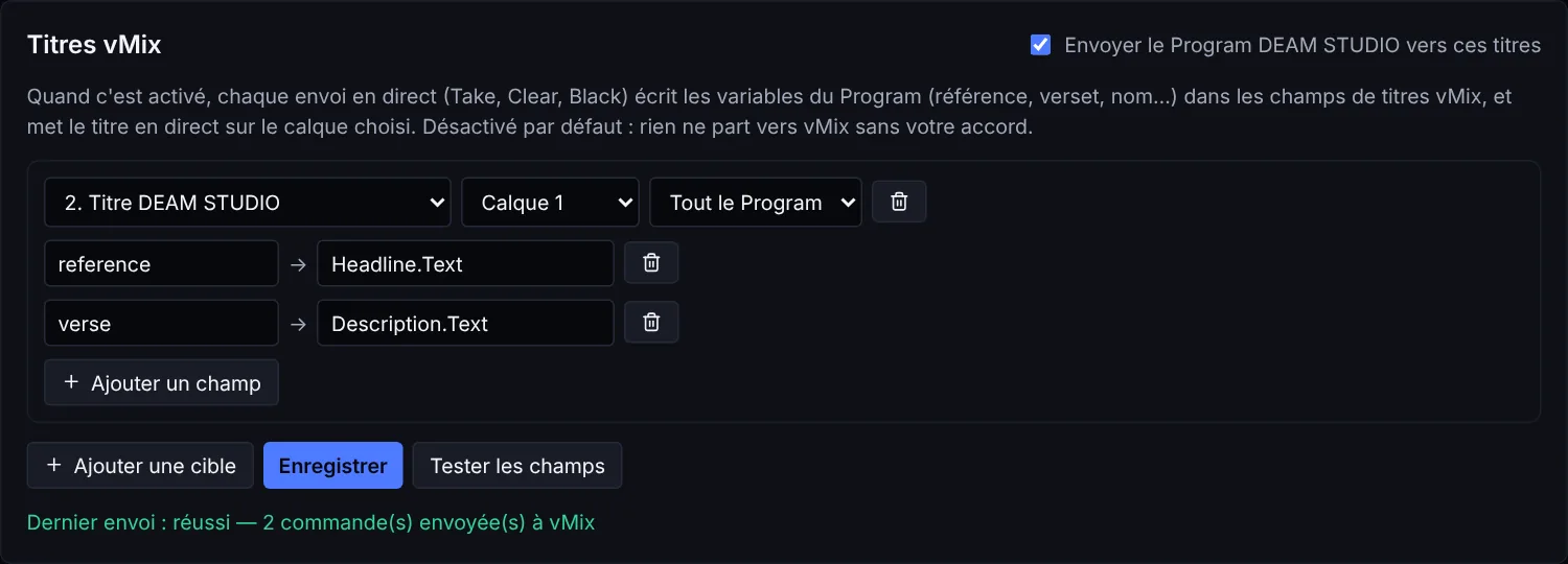 Titres vMix